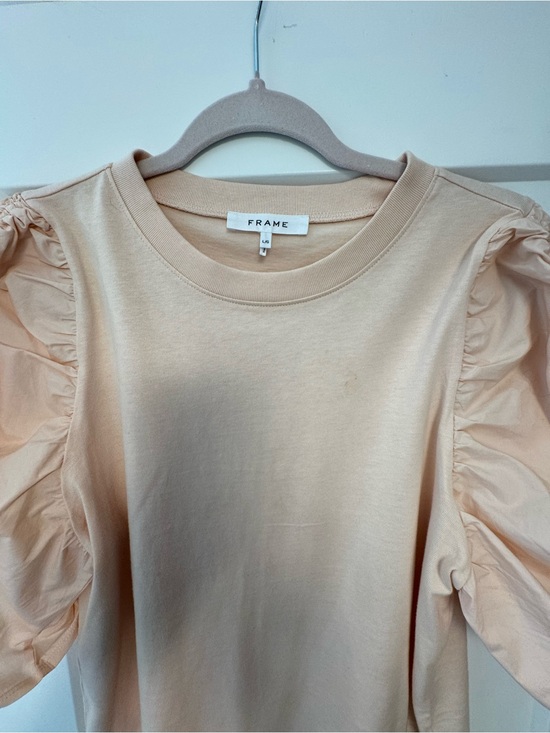 Frame Denim Tops - Frame Denim Puff-Sleeve Crewneck Sweatshirt in Peach